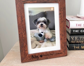 Gotcha Day Gift - Engraved Wood Picture Frame - Dog Picture Frame Personalized - Dog Adoption - Gift for New Dog Mom