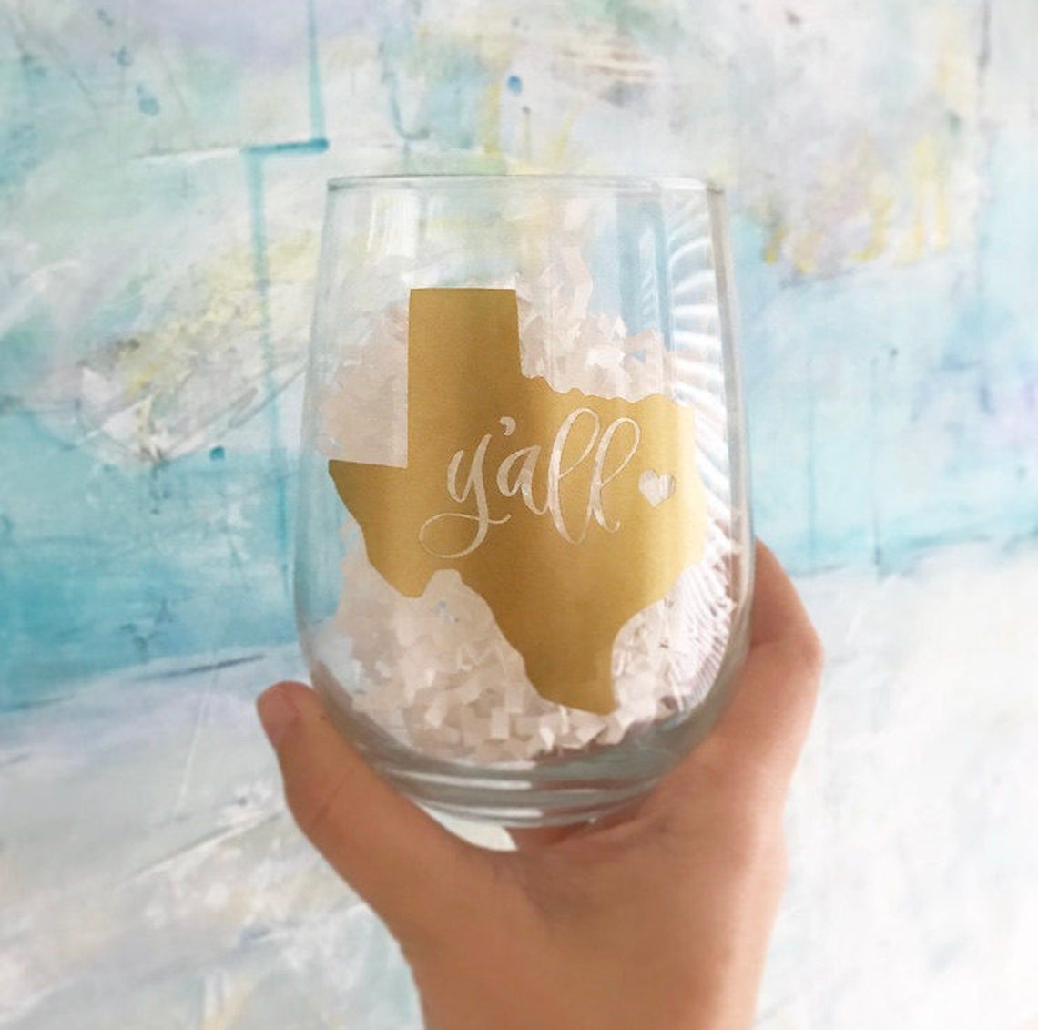 Texas Wine Glass Y'all Glass Texas Decor Texas Decal Etsy