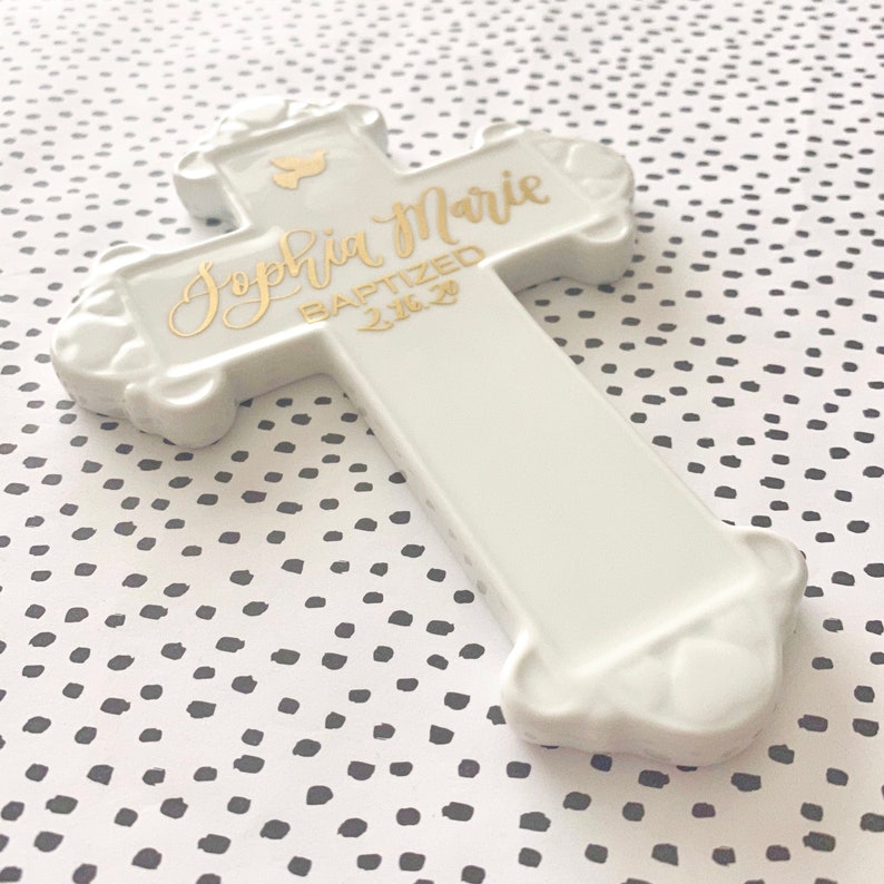 Personalized Baptism Cross Girl Baptism Wall Cross White Etsy