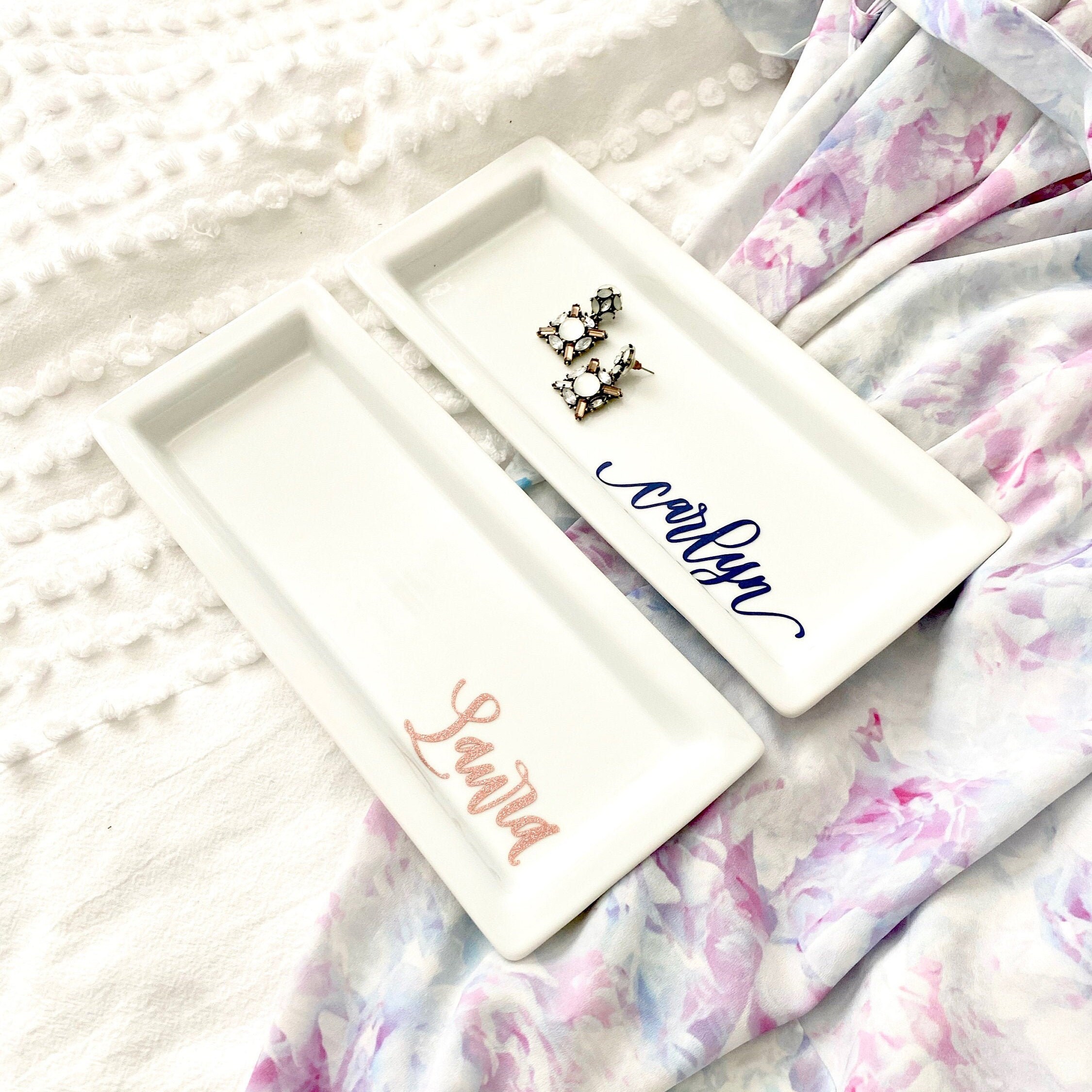 Personalized Jewelry Dish White & Gold Jewelry Tray Etsy