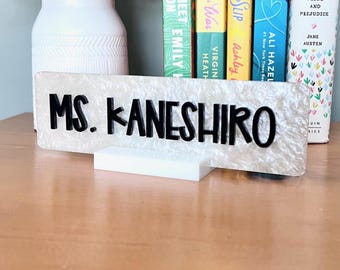 Personalized Acrylic Teacher Desk Name Plate: Teacher Appreciation Gift