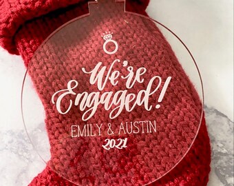 Personalized Engagement Ornament: Engraved Acrylic Gift