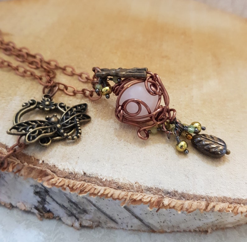 Rose Quartz Crystal Healing Necklace August Birthstone Jewelry Friendship Gift for Her Anniversary Gift for Her