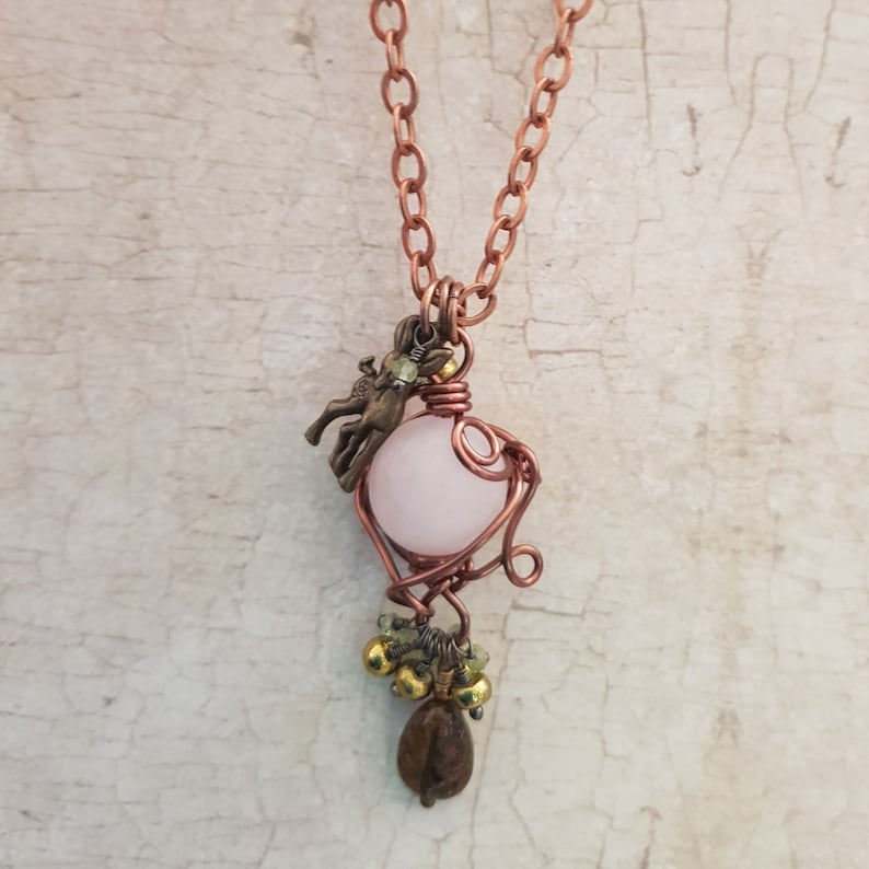 Rose Quartz Crystal Healing Necklace August Birthstone Jewelry Friendship Gift for Her Anniversary Gift for Her