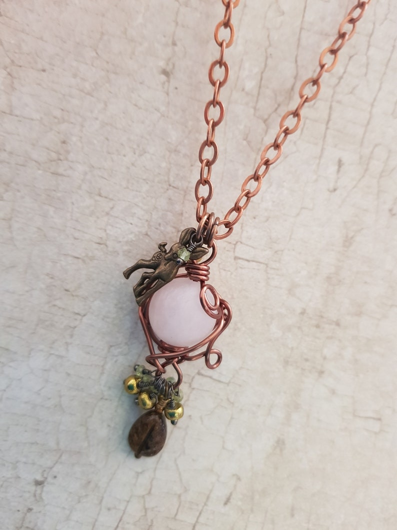 Rose Quartz Crystal Healing Necklace August Birthstone Jewelry Friendship Gift for Her Anniversary Gift for Her