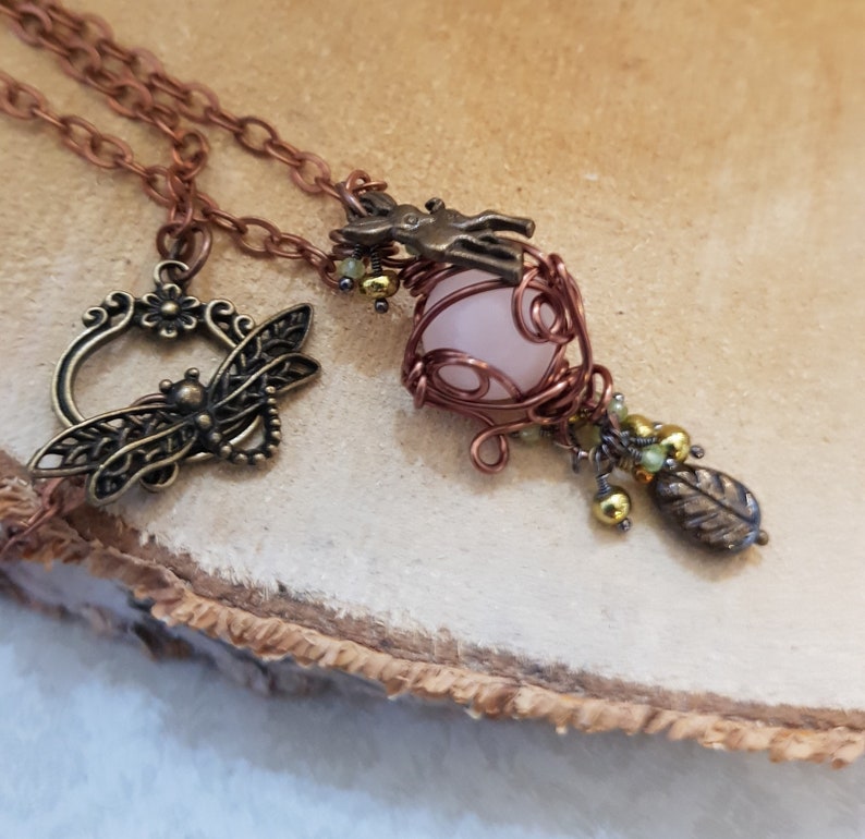 Rose Quartz Crystal Healing Necklace August Birthstone Jewelry Friendship Gift for Her Anniversary Gift for Her