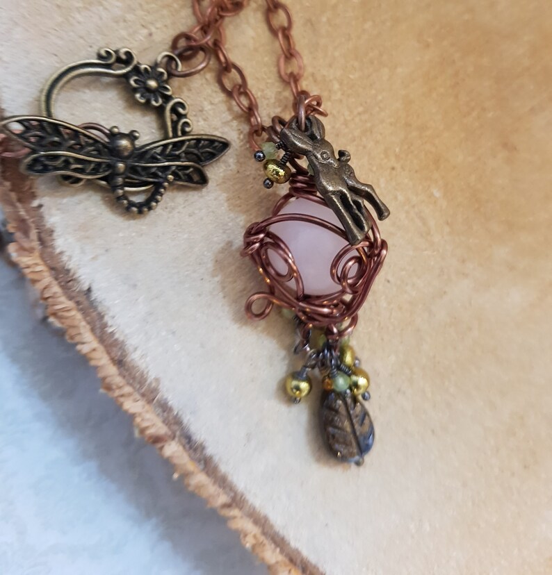 Rose Quartz Crystal Healing Necklace August Birthstone Jewelry Friendship Gift for Her Anniversary Gift for Her