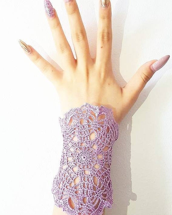 Lavender Silk Cuff Bracelet Violet Lace Jewelry Adjustable | Etsy