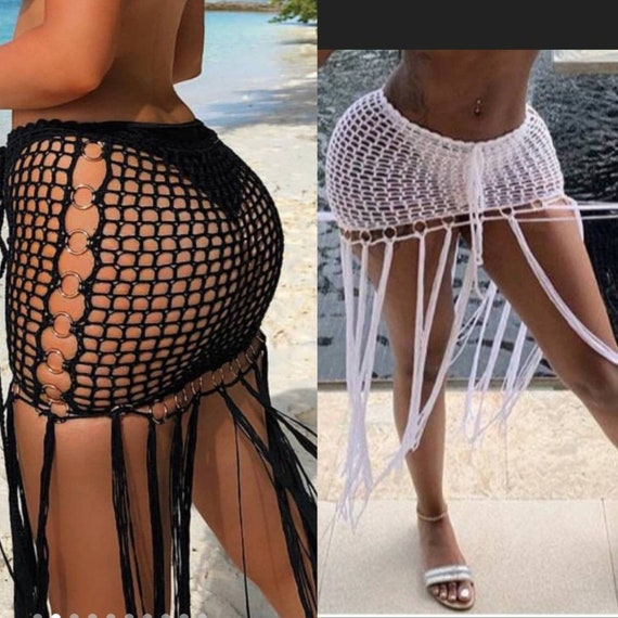 white crochet beach skirt