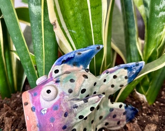 Ceramic Wide Mouth Spotted Fish