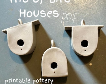 PDF Trio of Birdhouses Printable Pottery Template