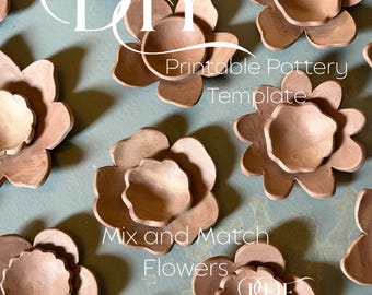 Modèle imprimable de poterie de fleurs à mélanger et à assortir au format PDF