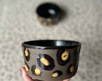 Cheetah print glazed serving bowl