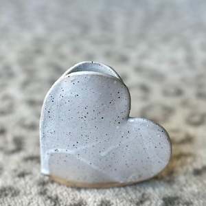 White Speckled Heart &quot;flat&quot; vase Medium Size