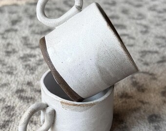 Set of 2 multi loop Handle Espresso Cups white