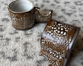 Set of 2 Crackle Handle Espresso Cups
