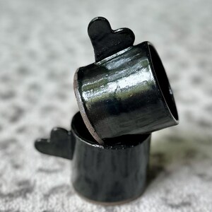 Set Of Black Heart Espresso Cups