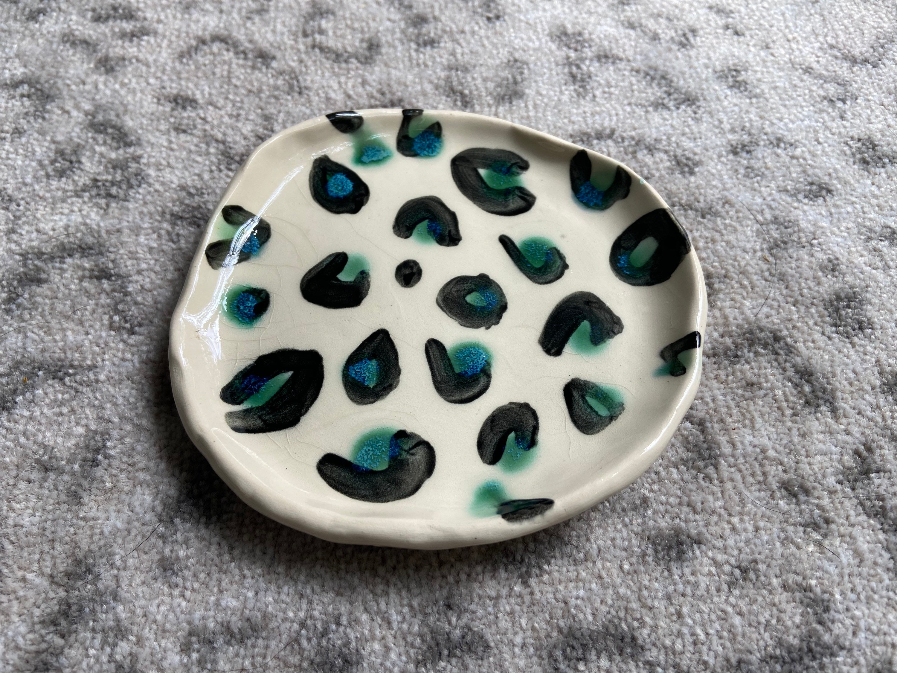 Leopard Print Appetizer Plate 2 Spoonrest Etsy Norway