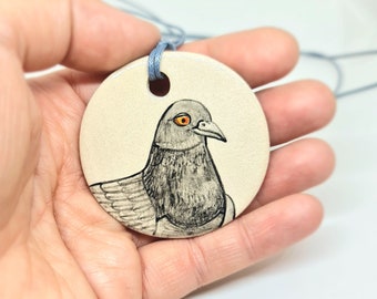 Handmade Ceramic Pigeon Necklace