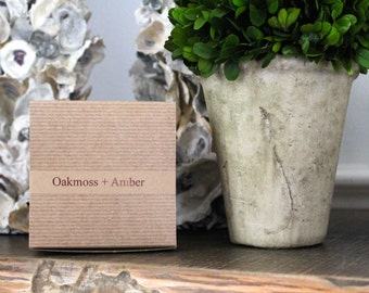 Oakmoss + Amber Soy Candle - rustic - moss - earthy - farmhouse - 3 wick - fragrant candle