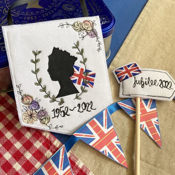 Platinum Jubilee Commemorative Banner Freehand Embroidered Etsy