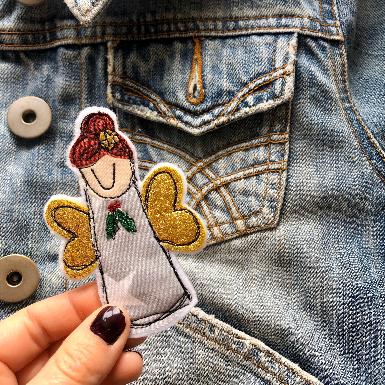 Handmade Gift Christmas Fairy Freehand Embroidered Brooch Etsy UK