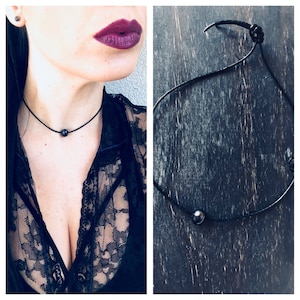 Single Pearl Leather Choker, Peacock Pearl Choker, Leather Choker, Boho Necklace, Gift for her, Fashion Jewelry, Boho Choker