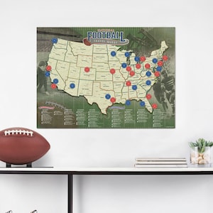 Póster Football Travel Quest - ¡ACTUALIZADO EN 2023! - Mapa del estadio de fútbol - Viajes de fútbol - Decoración del hogar - Gran regalo - Regalo para él-Regalo para ella