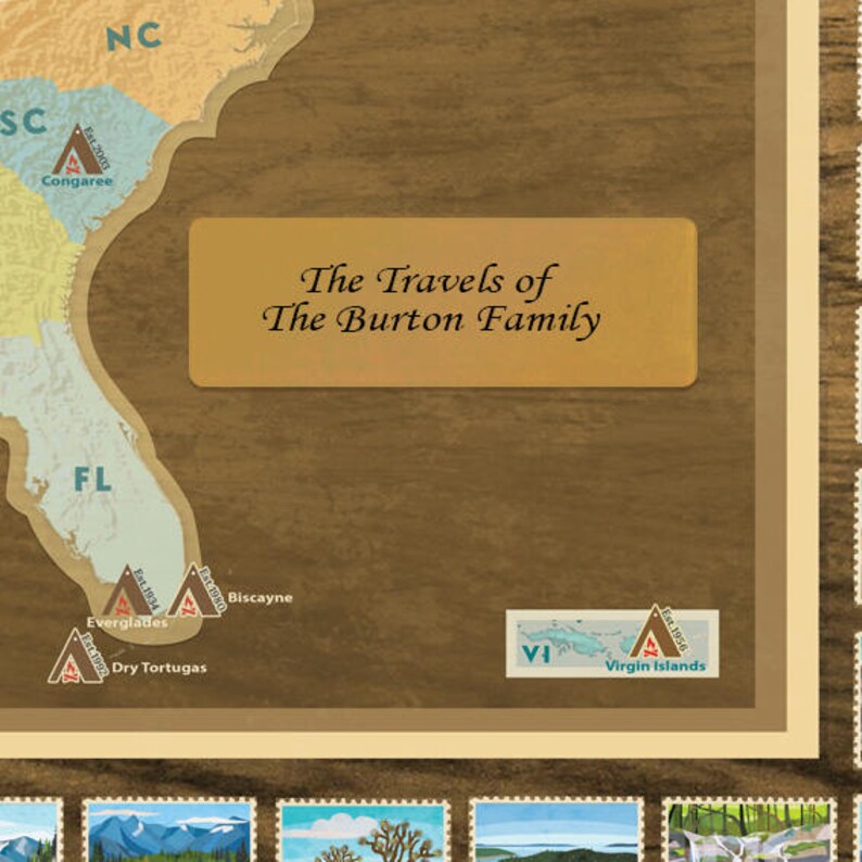 Framed National Parks Travel Map With Personalization FREE Etsy