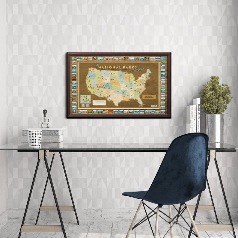 Framed National Parks Travel Map with Personalization FREE Etsy