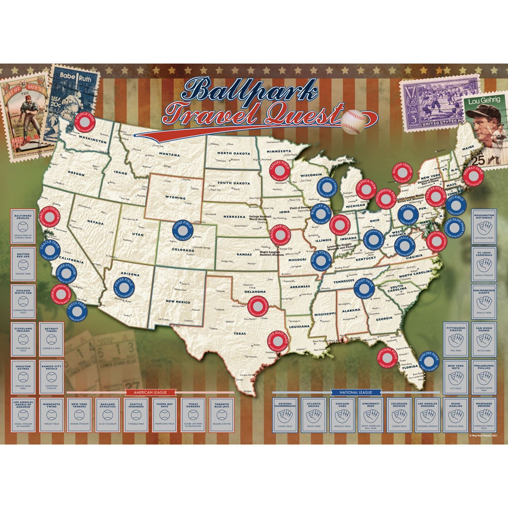 Ballpark Travel Map Scratch-off Poster - Etsy