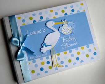 personalised blue elephant baby shower guest book memory etsy baby shower photo albums