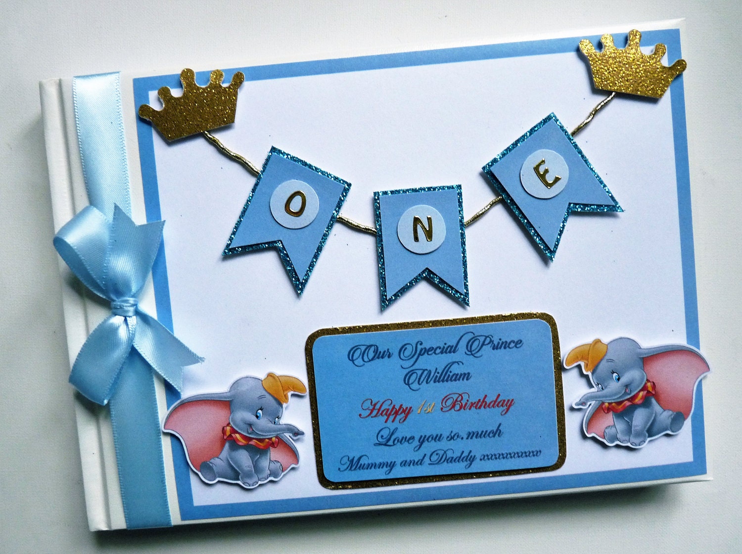 Personalised Dumbo 1st Birthday guest book any design Etsy