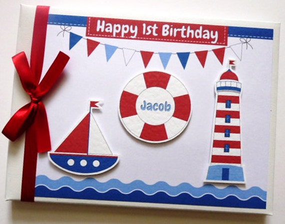 Birthday Nautical Theme Guest Book Personalised Memory Book Etsy