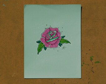 Pink Rose Illustration