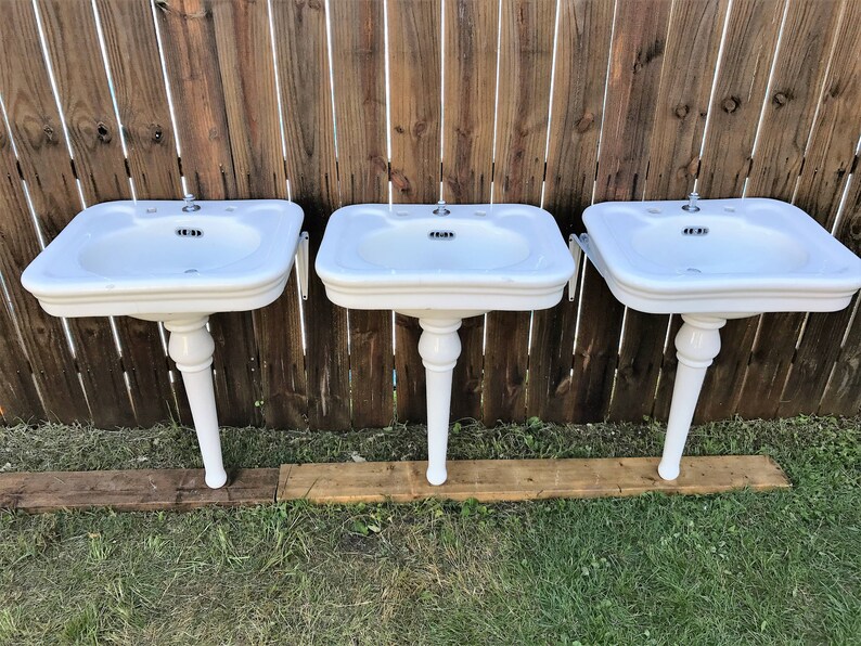 Gorgeous Antique J L Mott Porcelain Peg Leg Bath Sink Sinks Three Available Circa 1904