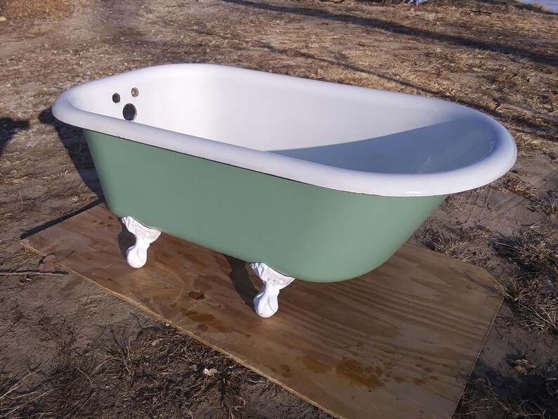 Antique Clawfoot Tub Easy Green Vintage Claw Foot Bathub Etsy
