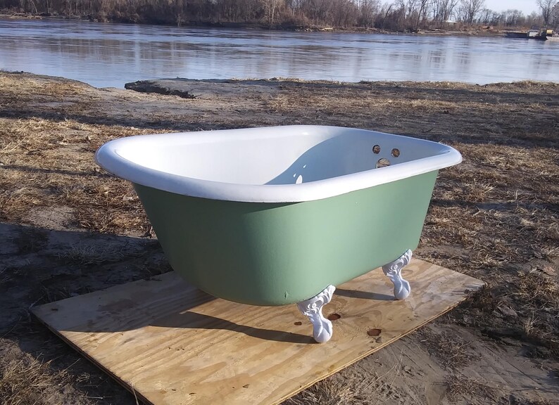 Antique Clawfoot Tub Easy Green Vintage Claw Foot Bathub Etsy