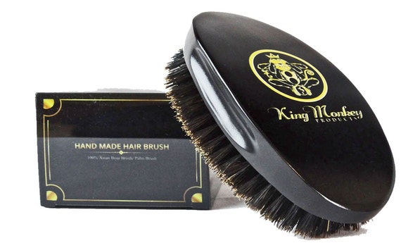 King Monkey Products Boar Bristles Black Medium Cushion Hair Brush