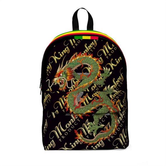 Unisex Classic Backpack - Green Dragon Collection - Comes In Many Vibrant Colors - By King Monkey Products