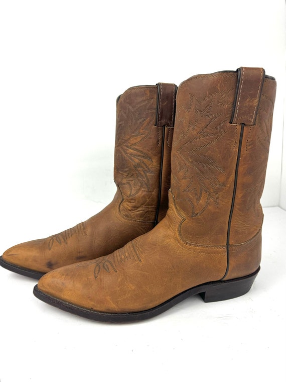 Vintage Justin Western Cowboy Boots Brown Leather 