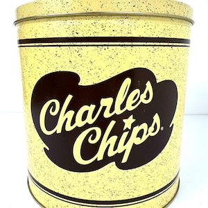 Charles Chips Metal Potato Chip Tin Can with Lid