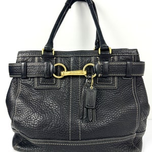 Coach F31415 Lexy Shoulder Bag Black Pebbled Leather Black Suede Etsy