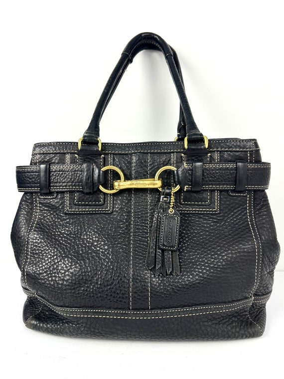 Vintage Coach Bag 10214~Hampton~Black Pebbled Leat