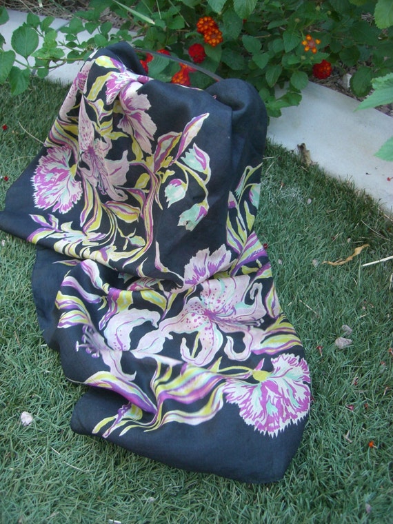 Scarf - Silk Floral Scarf - Vintage
