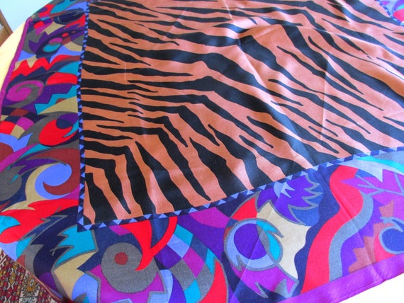 Silk Scarf - Perry Ellis Animal Print with Bright… - image 4