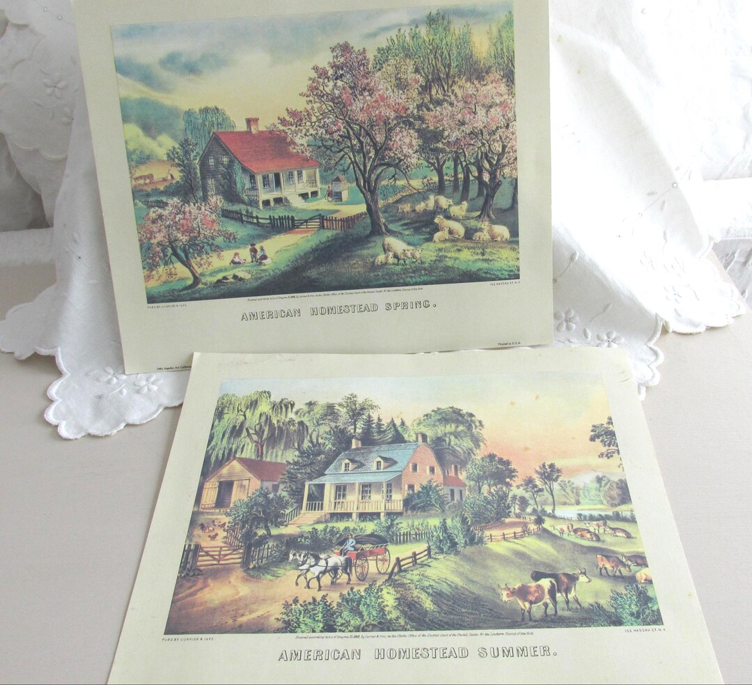 Currier & Ives Prints - American Homestead Spring and Summer - Etsy