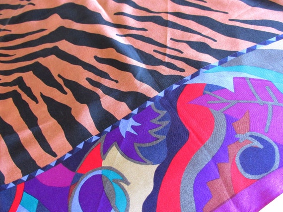 Silk Scarf - Perry Ellis Animal Print with Bright… - image 6