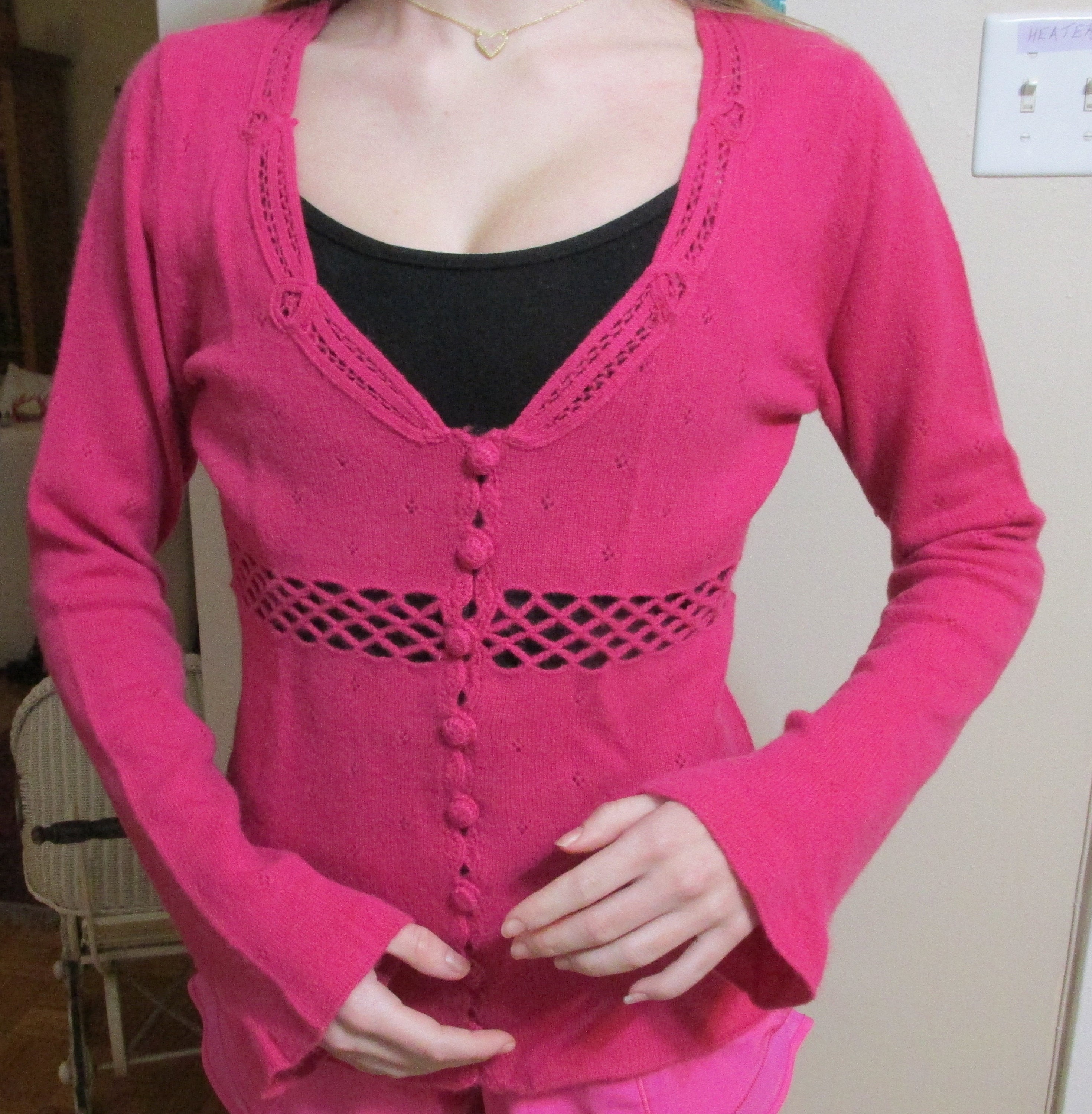 Pink Cashmere Cardigan by Nanette 