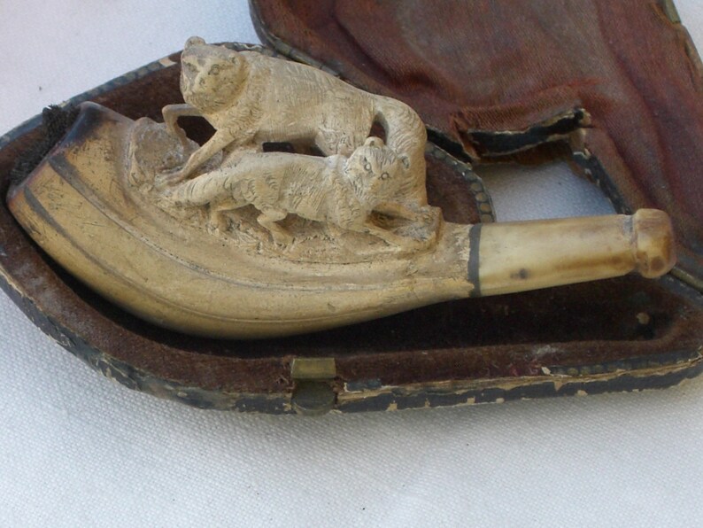 Meerschaum Carved Pipe In Case Pipe Free Shipping Vintage